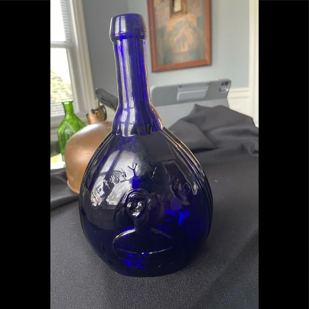 Jenny Lind Cobalt Blue Hand Blown Flask - Picture 1 of 5